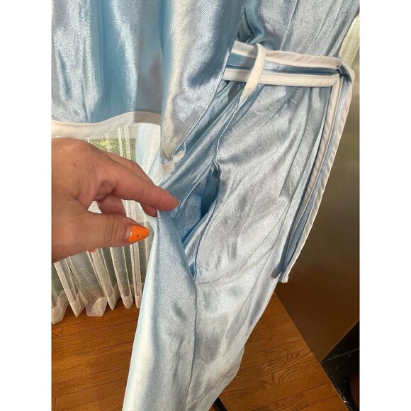 Vintage 80s house dress, baby blue nylon robe, assorted tiebelt - Picture 6 of 10